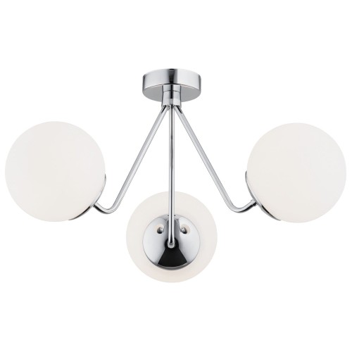 Lampa wisząca Żyrandol Tomar 1477 Argon 3xE27 15W Szkło/ Stal Chromowana, Opal Mat/ Chrom