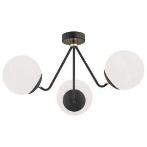 Lampa wisząca Żyrandol Tomar 1478 Argon 3xE27 15W Szkło/ Stal Lakierowana, Opal Mat/ Czarny