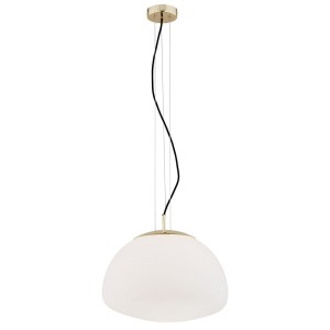 Lampa Wisząca Trini 4317 Argon 1xE27 15W Szkło/ Stal Mosiądzowana, Opal Mat/ Mosiądz