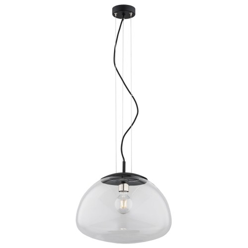 Lampa Wisząca Trini 4351 Argon 1xE27 15W Szkło/ Stal Lakierowana, Transparentny/ Czarny Mat