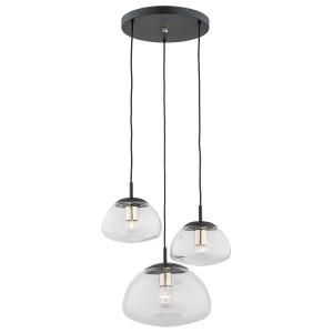 Lampa Wisząca Trini 1492 Argon 3xE27 15W Szkło/ Stal Lakierowana, Transparentny/ Czarny Mat