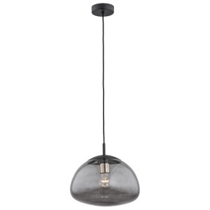 Lampa Wisząca Trini 4334 Argon 1xE27 15W Szkło/ Stal Lakierowana, Dymny/ Czarny Mat