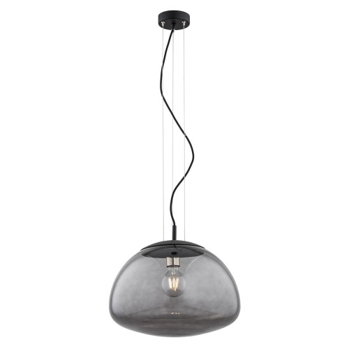 Lampa Wisząca Trini 4350 Argon 1xE27 15W Szkło/ Stal Lakierowana, Dymny/ Czarny Mat