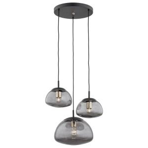Lampa Wisząca Trini 1493 Argon 3xE27 15W Szkło/ Stal Lakierowana, Dymny/ Czarny Mat