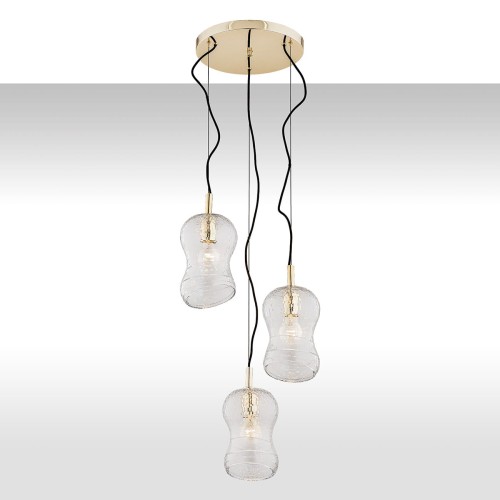 Lampa Wisząca Cadiz 1464 Argon 3xE27 15W Szkło Kryształowe/ Stal Mosiądzowana, Transparentny/ Mosiądz