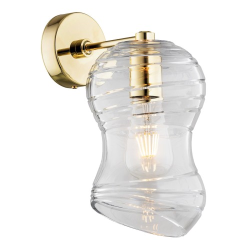 Lampa ścienna Kinkiet Deportivo 4741 Argon 1xE27 15W Szkło Kryształowe/ Stal Mosiądzowana, Transparenty/ Mosiądz