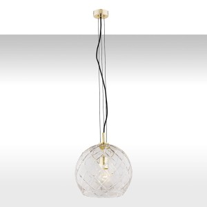 Lampa Wisząca Oviedo 4201 Argon 1xE27 15W Szkło Kryształowe/ Stal Mosiądzowana, Transparentny/ Mosiądz