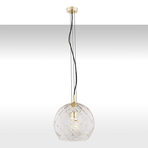 Lampa Wisząca Oviedo 4201 Argon 1xE27 15W Szkło Kryształowe/ Stal Mosiądzowana, Transparentny/ Mosiądz