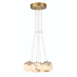 Lampa wisząca sufitowa Kepler QN-KEPLER-7P-BG Eurofase 7x7W LED Stal/Alabaster Złoty/Biały