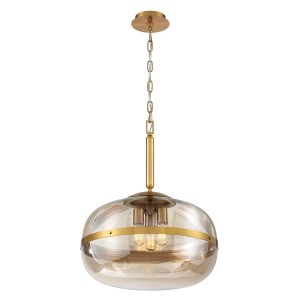 Lampa wisząca sufitowa Nottingham QN-NOTTINGHAM-3P-AB Eurofase 3x40W E27 Stal/Szkło Złoty/Bursztynowy