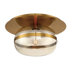 Lampa sufitowa plafon Nottingham QN-NOTTINGHAM-F-M-AB Eurofase 1x40W E27 Stal/Szkło Złoty/Bursztynowy