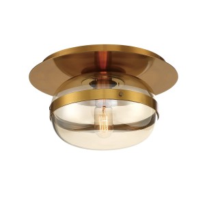 Lampa sufitowa plafon Nottingham QN-NOTTINGHAM-F-S-AB Eurofase 1x40W E27 Stal/Szkło Złoty/Bursztynowy