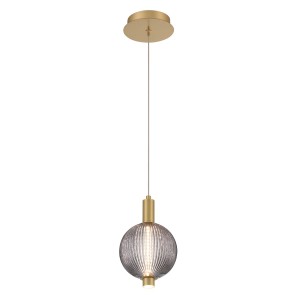 Lampa wisząca sufitowa Palmas QN-PALMAS-1MP-BG Eurofase 12W LED Stal/Szkło Złoty/Przydymiony