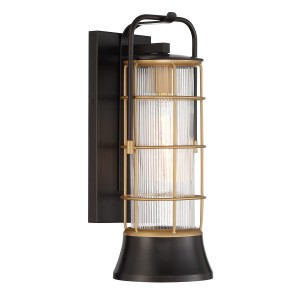 Lampa zewnętrzna kinkiet Rivamar QN-RIVAMAR-M-BLK-GD Eurofase 1x40W E27 Aluminium/Stal/Szkło Brązowy/Przezroczysty