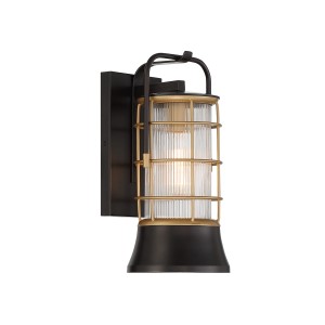 Lampa zewnętrzna kinkiet Rivamar QN-RIVAMAR-S-BLK-GD Eurofase 1x40W E27 Aluminium/Stal/Przezroczyste szkło żebrowane Brązowy/Przezroczysty