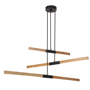 Lampa wisząca sufitowa Lugano LP-2828/3P Light Prestige 48W LED Drewno Czarny/Brązowy