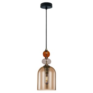 Lampa wisząca sufitowa Tropea LP-2004/1P M AM Light Prestige 1x E27 Szkło/Metal Bursztynowy/Jasny róż