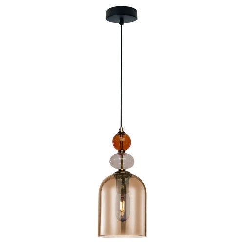 Lampa wisząca sufitowa Tropea LP-2004/1P M AM Light Prestige 1x E27 Szkło/Metal Bursztynowy/Jasny róż