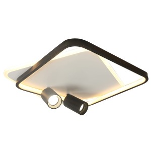 Lampa sufitowa reflektorowa Parma LP-0612/2C Square BK Light Prestige 2xLED+GU10 Metal/Akryl Biały