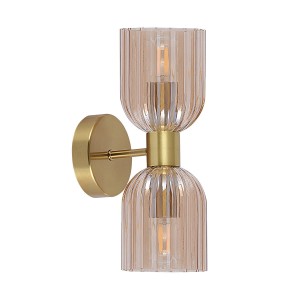 Lampa ścienna kinkiet Piega LP-939/2W amber Light Prestige 2x10W E14 Metal/Szkło Złoty/Amber