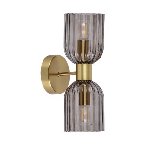 Lampa ścienna kinkiet Piega LP-939/2W smoked Light Prestige 2x10W E14 Metal/Szkło Złoty/Amber