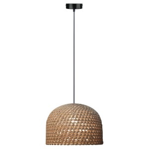Lampa wisząca sufitowa Kanso LP-2025/1P 50 cm Light Prestige 1x15W E27 Rattan/Metal Drewno/Czarny