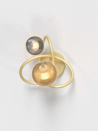 Lampa ścienna kinkiet Metz 4015-204 Aviano Lighting 2xG9 2 x 3,5W Metal / Szkło Klosz Bursztynowy I Dymiony