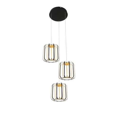 Lampa wisząca potrójna Xara 9210-0310 Aviano Lighting 3xLED 45W Metal / Tworzywo Czarny Mat / Złoty Matowy