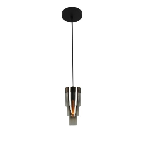 Lampa wisząca pojedyncza z kloszem Grans 6211-0110 Aviano Lighting 1xE27 Max 40W Metal / Szkło Czarny Chrom