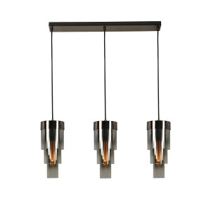 Lampa wisząca potrójna Grans 7211-0310 Aviano Lighting 3xE27 Max 40W Metal / Szkło Czarny Chrom