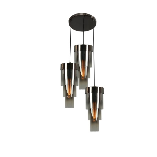 Lampa wisząca potrójna Grans 9211-0310 Aviano Lighting 3xE27 Max 40W Metal / Szkło Czarny Chrom