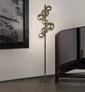 Lampa stojąca podłogowa Sevilla 3214-1010 Aviano Lighting 7xG9 21W Metal / Szkło Czarny Chrom / Klosz Dymiony