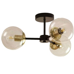 Lampa sufitowa Tesoro ABR-KRK-C-3XE27 Abruzzo 3xE27 40W Szkło, Metal Czarny