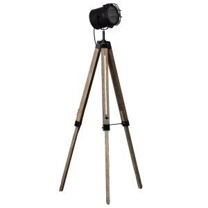 Lampa stojąca podłogowa RETRO ABR-RRV-C-E27 Abruzzo 1xE27 25W Metal/Drewno Czarny