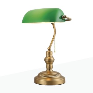 Lampa stojąca stołowa Bankierki ABR-LB-BANK-G Abruzzo 1xE27 20W Metal/Szkóło Zielony