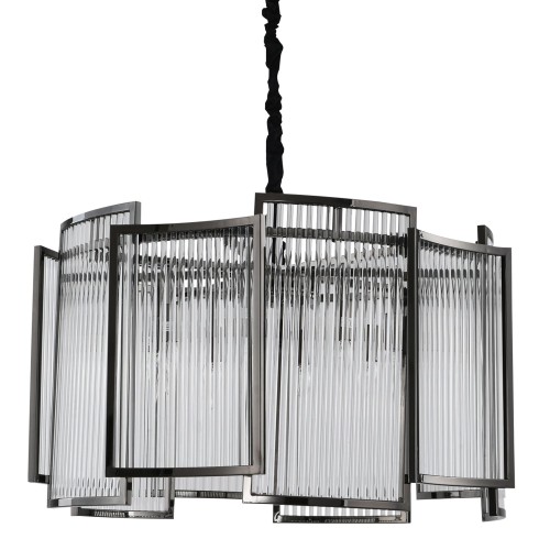 Lampa wisząca Imperio MP0098 black Step into Design 8xE14 40W Stal/Kryształ Szklany K9 Czarny Połysk