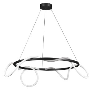 Lampa wisząca Fantasia Round ST-9282R/D60 black Step into Design 2xLED 34W Metal/Tkanina Czarny