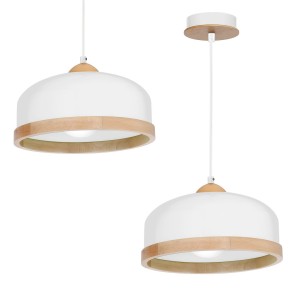 Lampa wisząca STUDIO MLP8848 Milagro 1xE27 60W Metal + Drewno Biały