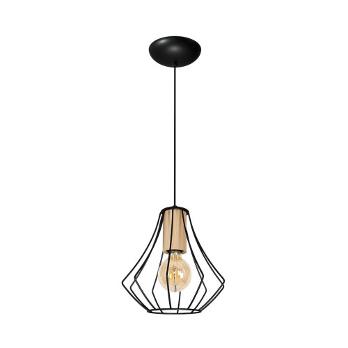 Lampa wisząca WILL MLP4188 Milagro 1xE27 60W Metal + Drewno Czarny