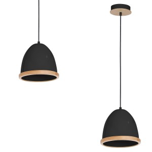 Lampa wisząca STUDIO MLP8852 Milagro 1xE27 60W Metal + Drewno Czarny