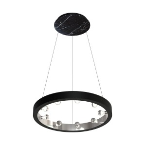 Lampa wisząca MZ5031 Milagro 9xE14 max 40W Marmur Nero Marquina + Aluminium Czerń / Chrom