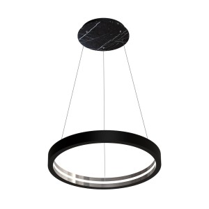 Lampa wisząca MZ5043 Milagro 8.5W LED Marmur Nero Marquina + Aluminium Czerń / Chrom
