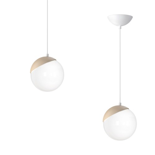 Lampa wisząca SFERA MLP5424 Milagro 1xE14 40W Metal + Drewno+ Szkło Biały