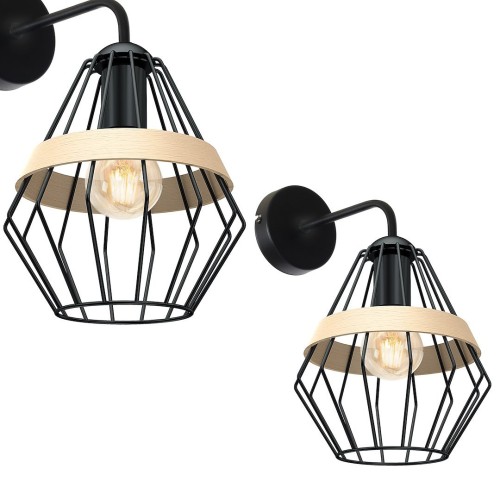 Lampa ścienna kinkiet CLIFF MLP5523 Milagro 1xE27 60W Metal + Drewno Czarny