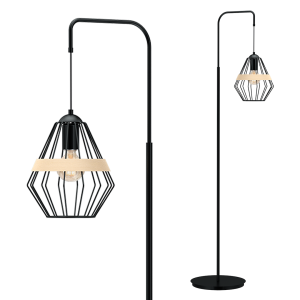 Lampa stojąca podłogowa CLIFF MLP5528 Milagro 1xE27 60W Metal + Drewno Czarny