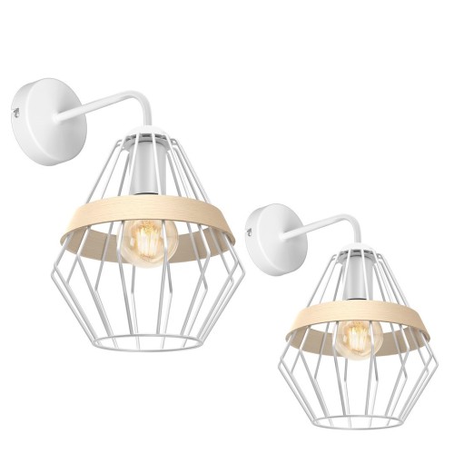 Lampa ścienna kinkiet CLIFF MLP5517 Milagro 1xE27 60W Metal + Drewno Biały