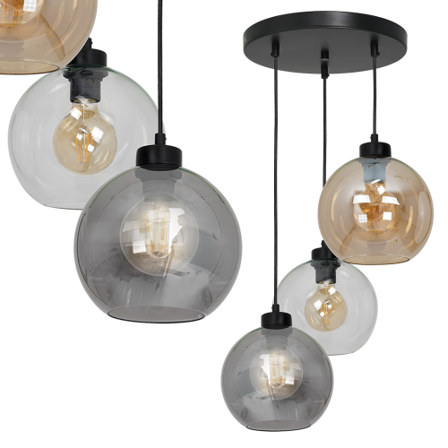 Lampa wisząca SOFIA MLP6585 Milagro 3xE27 60W Metal + Szkło Czarny