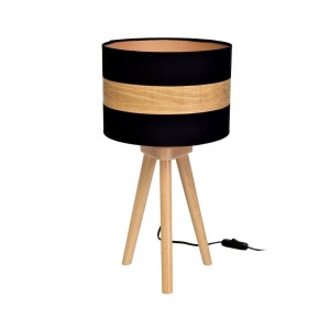 Lampa stojąca stołowa TERRA MLP6292 Milagro 1xE27 60W Drewno + Tkanina Czerń / Naturalne Drewno