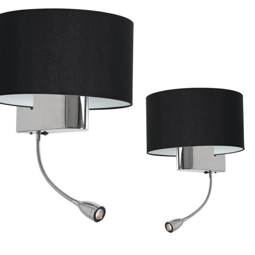 Lampa ścienna kinkiet CASINO ML6378 Milagro 1xE27+ 1W LED Metal + Tkanina Czerń / Chrom