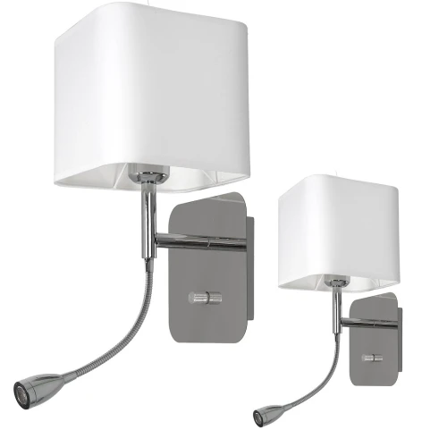 Lampa ścienna kinkiet NAPOLI ML63600 Milagro 1xE27+ 1W LED Metal + Tkanina Biel / Chrom